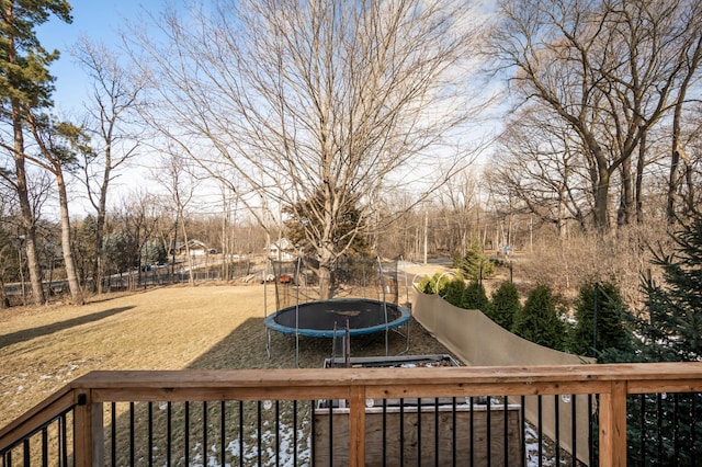 deck with a trampoline