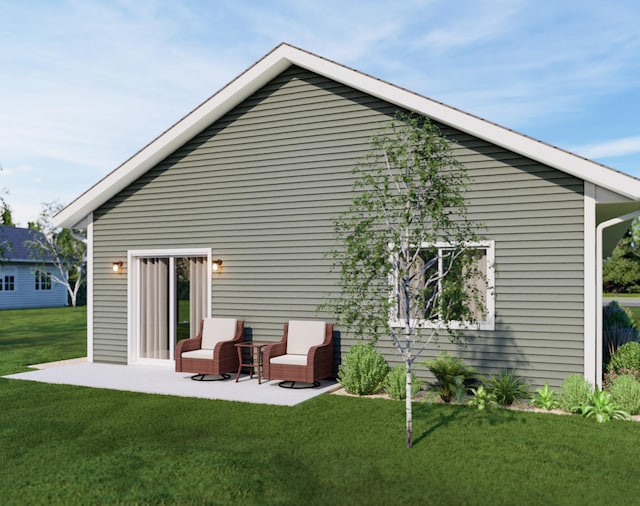 back of house featuring a patio area and a yard