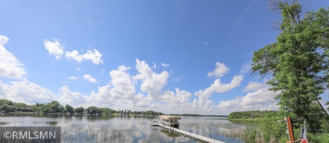 property view of water with a boat dock