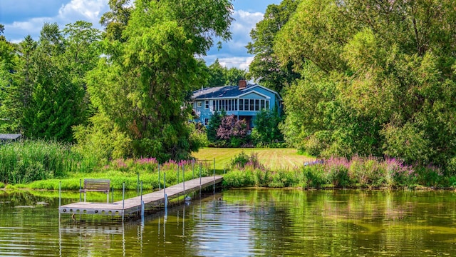 view of dock featuring a water view