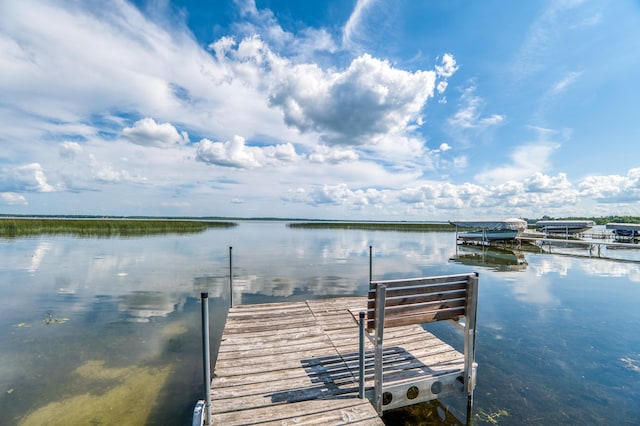 dock area featuring a water view