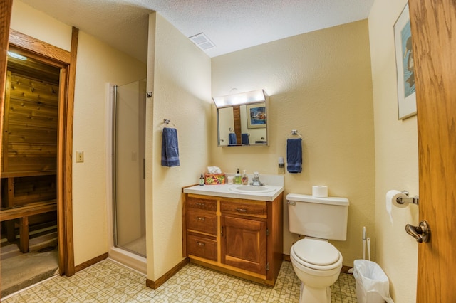 full bath featuring a stall shower, visible vents, and tile patterned floors