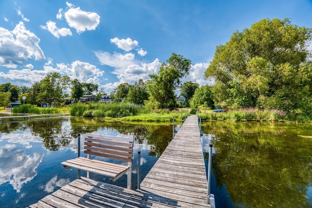 dock area featuring a water view