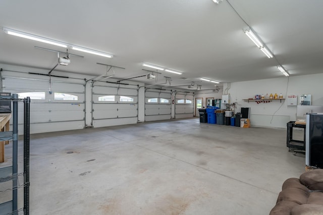 garage with a garage door opener