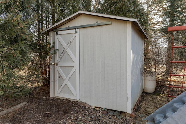 view of shed