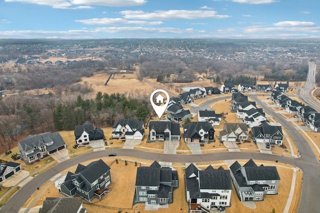 bird's eye view featuring a residential view