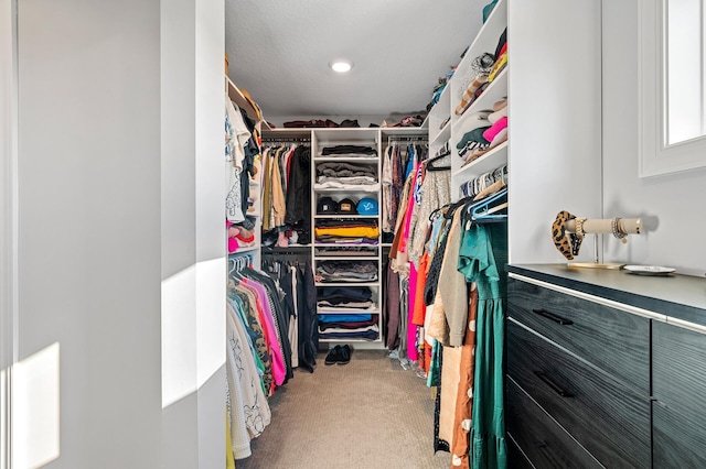 spacious closet with carpet