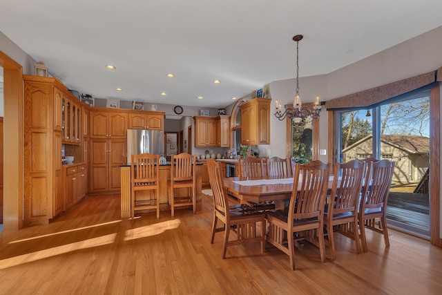 617 17th St N, Sartell, MN 56377 - dining room with a chandelier, light wood-style floors, and recessed lighting
