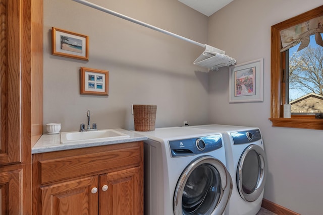 617 17th St N, Sartell, MN 56377 - laundry room featuring cabinet space and washing machine and clothes dryer