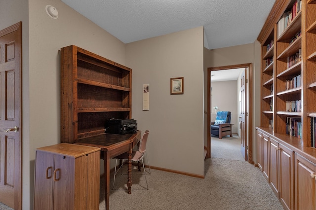 617 17th St N, Sartell, MN 56377 - home office featuring light carpet, baseboards, and a textured ceiling