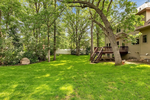 617 17th St N, Sartell, MN 56377 - view of yard featuring a deck and stairs