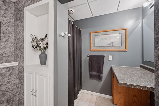 3415 197th Ave NW, Oak Grove, MN 55303 - bathroom with tile patterned flooring, curtained shower, vanity, and baseboards