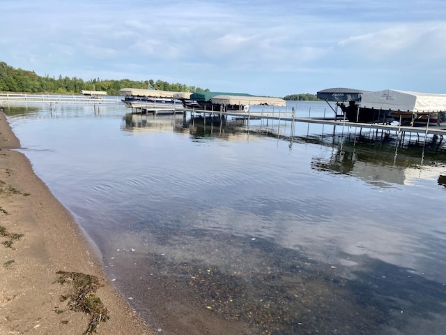 view of dock featuring a water view