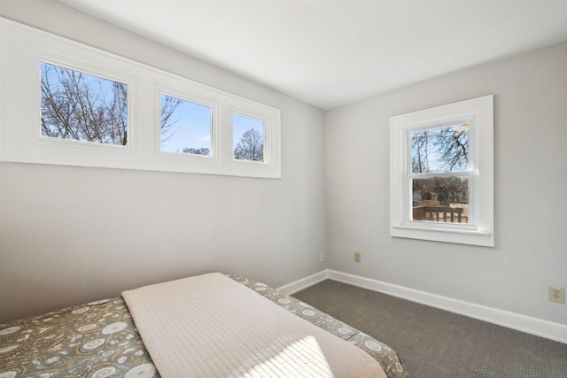 bedroom with baseboards and carpet flooring