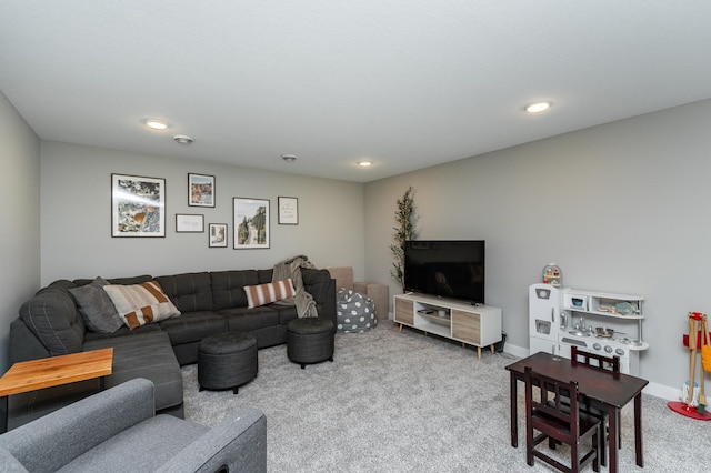 1676 Brandt Dr NE, Byron, MN 55920 - living room featuring recessed lighting, baseboards, and carpet floors