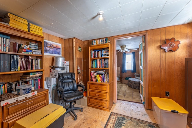 office featuring wooden walls