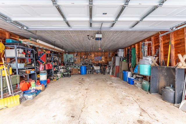 garage with a garage door opener