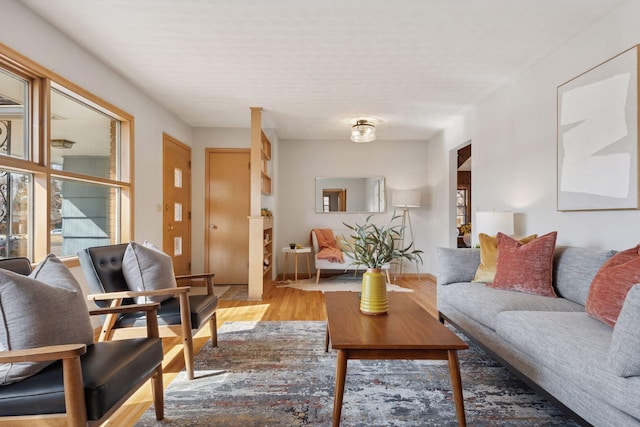 living area with wood finished floors