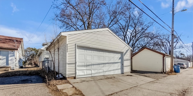 view of detached garage