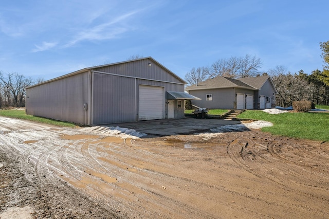 view of detached garage