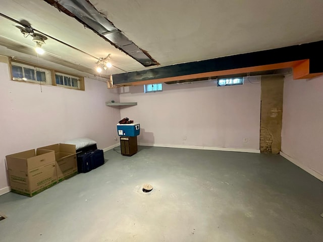 below grade area with baseboards