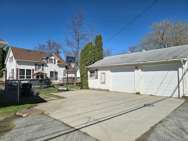 view of detached garage