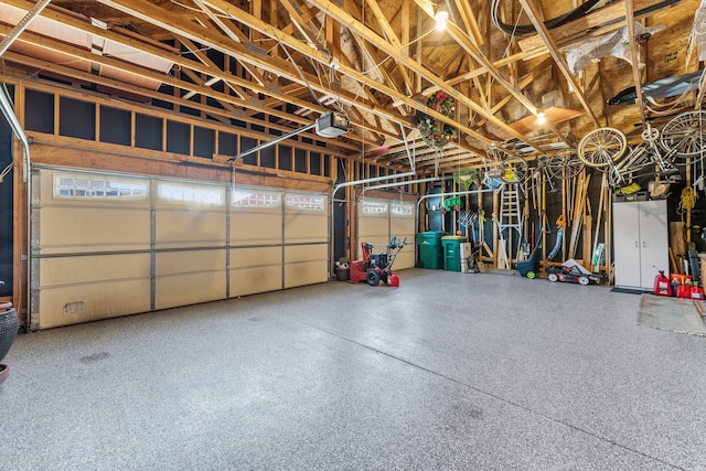 garage with a garage door opener