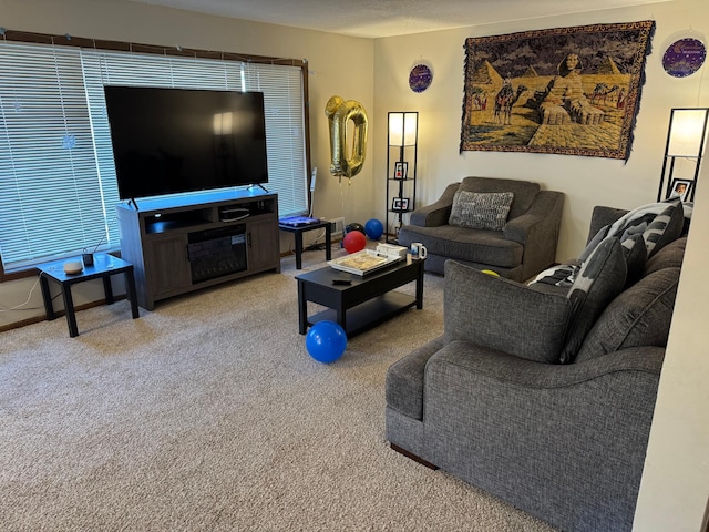 living room featuring carpet floors