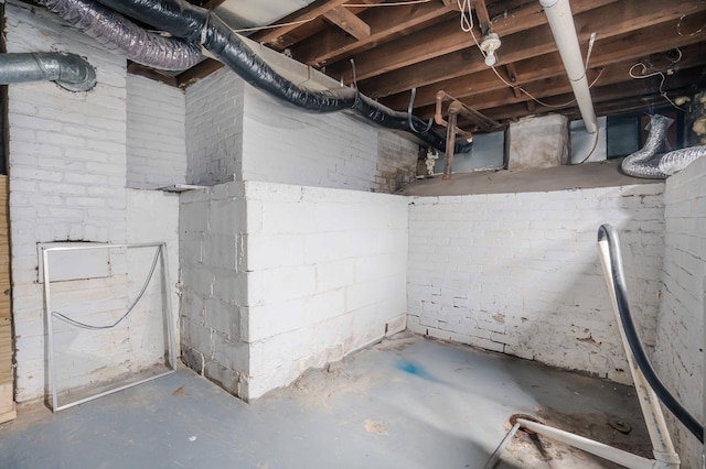 view of unfinished basement