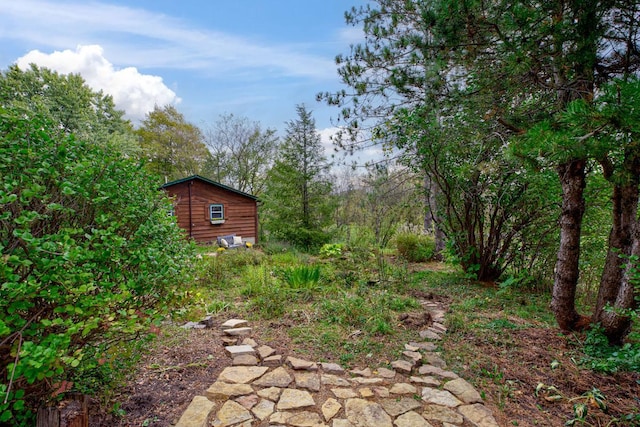 view of yard with an outbuilding