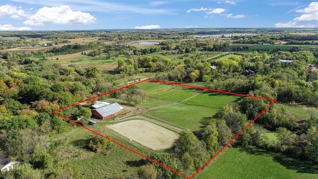 bird's eye view featuring a rural view