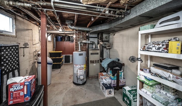 basement with gas water heater