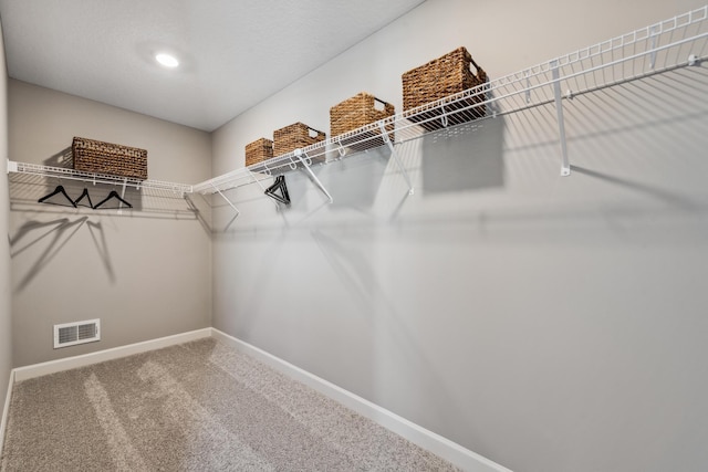 spacious closet with carpet and visible vents