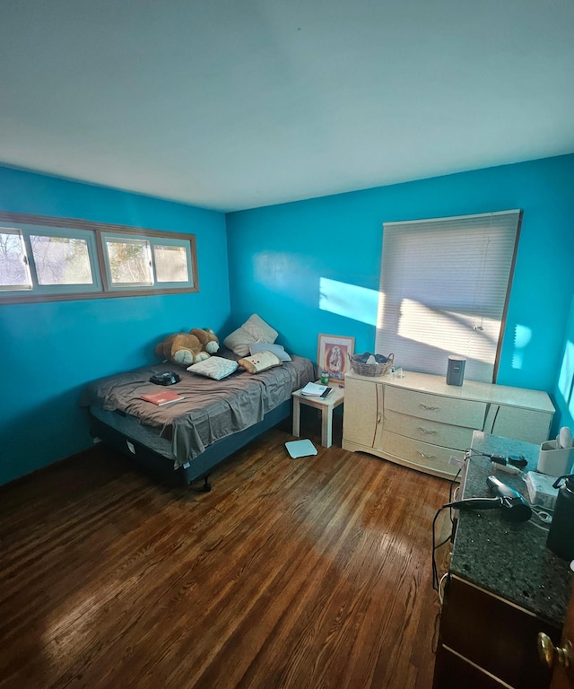 bedroom featuring dark wood-type flooring