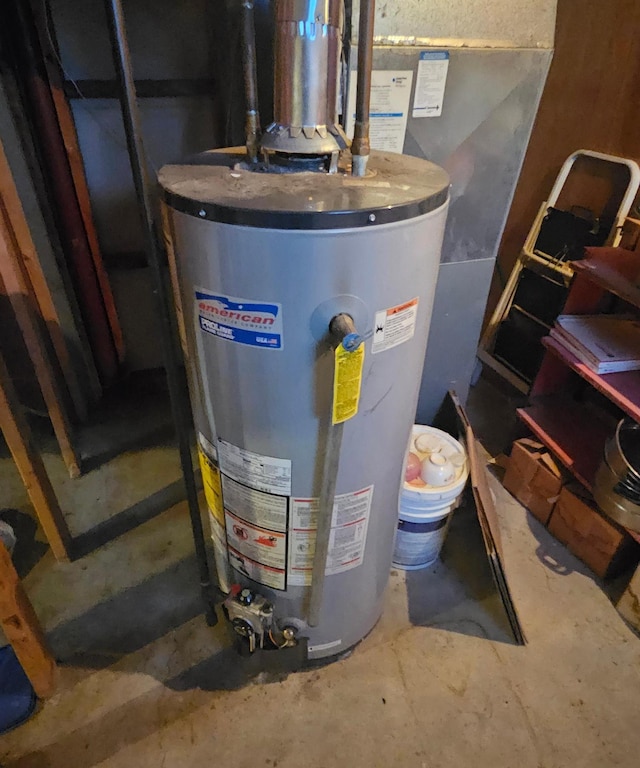 utility room with water heater