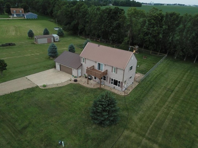 aerial view with a rural view