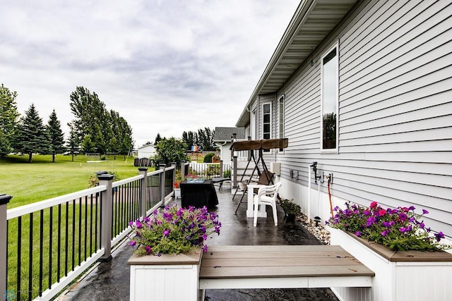 deck with a lawn