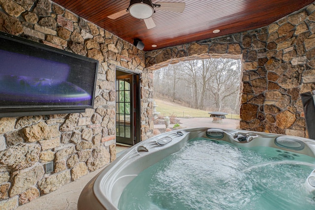 795 140th Ave, New Richmond, WI 54017 - view of pool with a hot tub and a ceiling fan