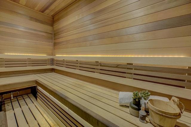 795 140th Ave, New Richmond, WI 54017 - relaxing sauna / steam room featuring wood walls and wooden ceiling