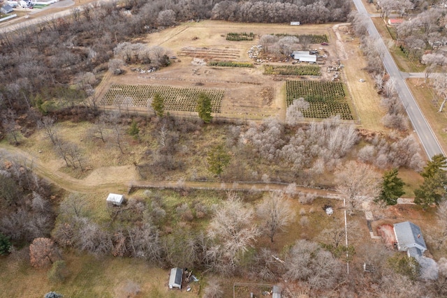 aerial view with a rural view