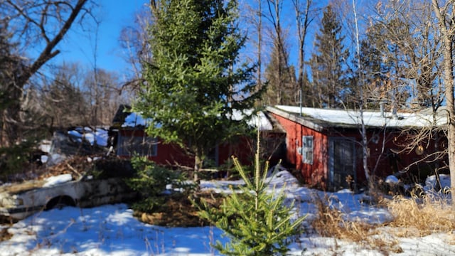 view of snow covered property