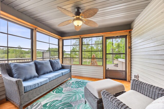 29235 Piney Way, Breezy Point, MN 56472 - sunroom / solarium with an outdoor living space and ceiling fan