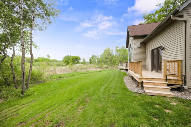 29235 Piney Way, Breezy Point, MN 56472 - view of green lawn with a wooden deck