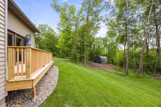 29235 Piney Way, Breezy Point, MN 56472 - view of green lawn with a deck