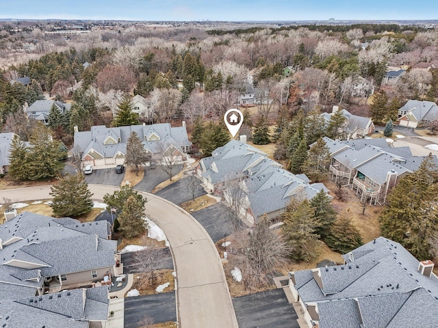 aerial view with a residential view