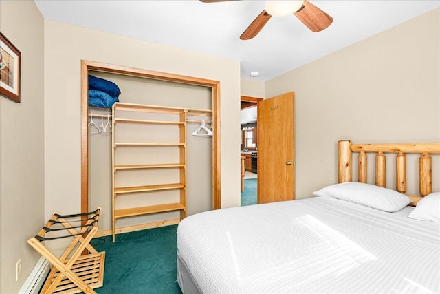 43240 County Highway D, Namakagon Twp, WI 54821 - carpeted bedroom with a closet and a ceiling fan
