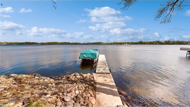 dock area featuring a water view