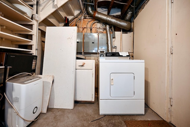 washroom featuring laundry area and electric panel