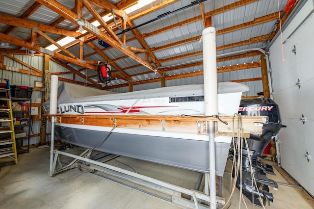 garage featuring metal wall