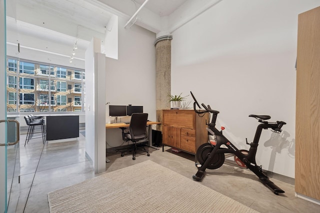 office space with finished concrete floors